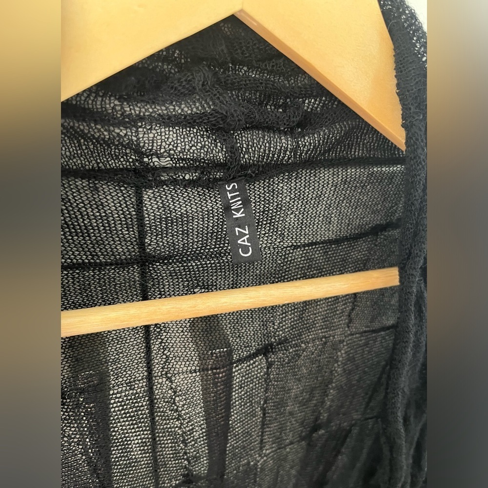 Caz Knits Jane Mohr black sheer cardigan Sz. S/M whimsigoth gothic - Picture 2 of 8